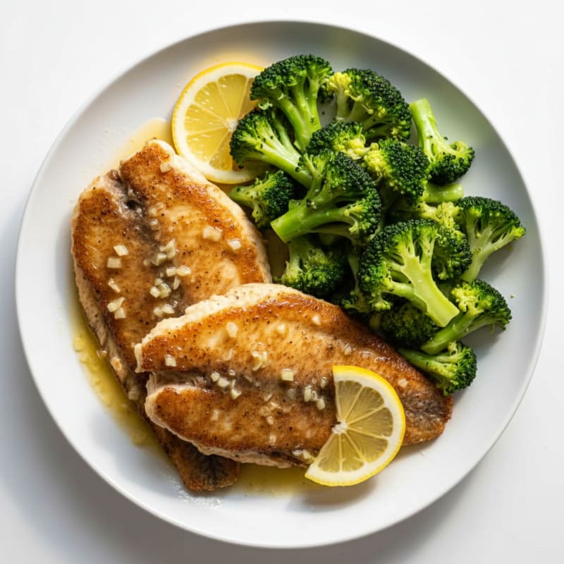 Seared Tilapia with Steamed Broccoli and Lemon