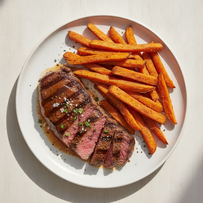 Grilled Steak with Sweet Potato Fries