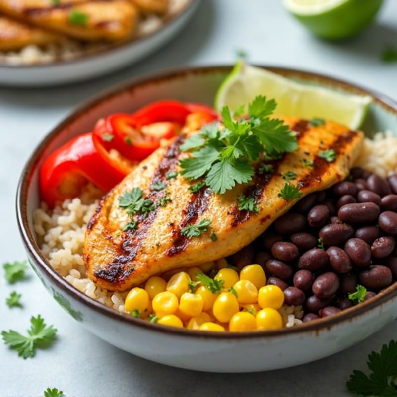Cilantro Lime Chicken Burrito Bowl with Black Beans