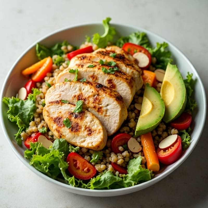 Grilled Chicken Salad with Quinoa and Roasted Vegetables