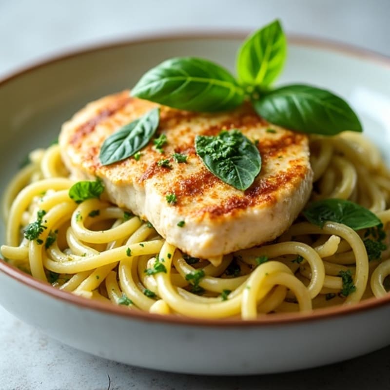 Creamy Pesto Chicken Pasta with Fresh Basil