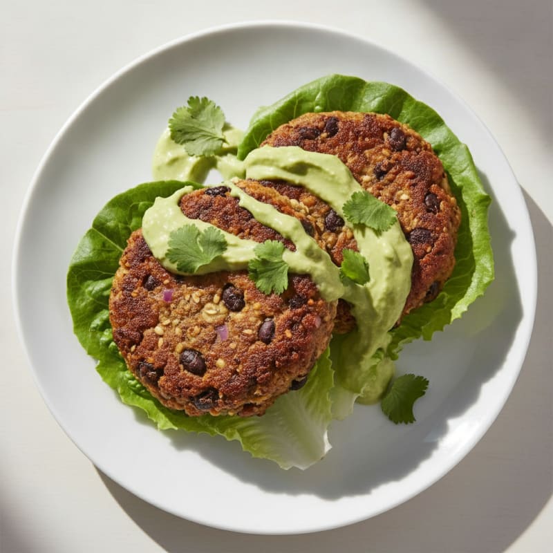 Black Bean Burgers with Avocado Crema