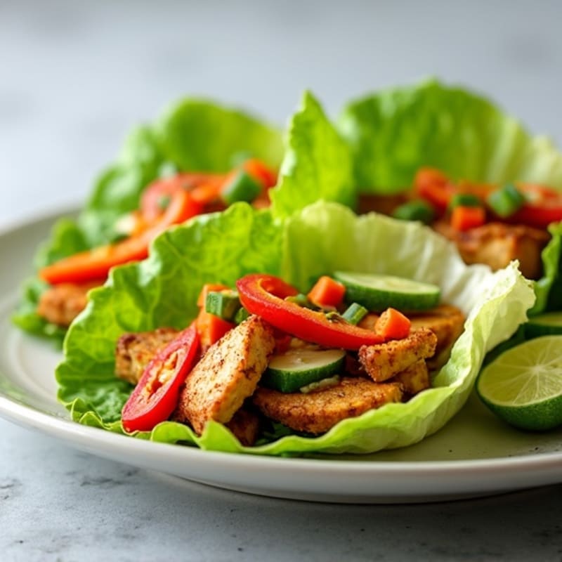 Spicy Chicken Lettuce Wraps with Crunchy Vegetables