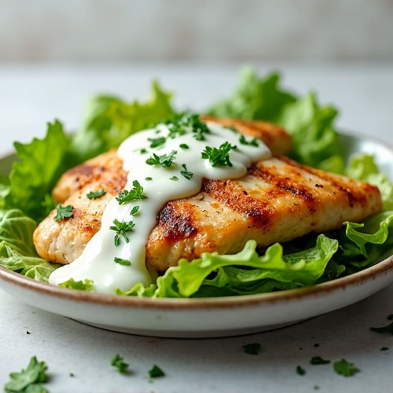 Grilled Chicken with Crispy Romaine and Creamy Herb Dressing