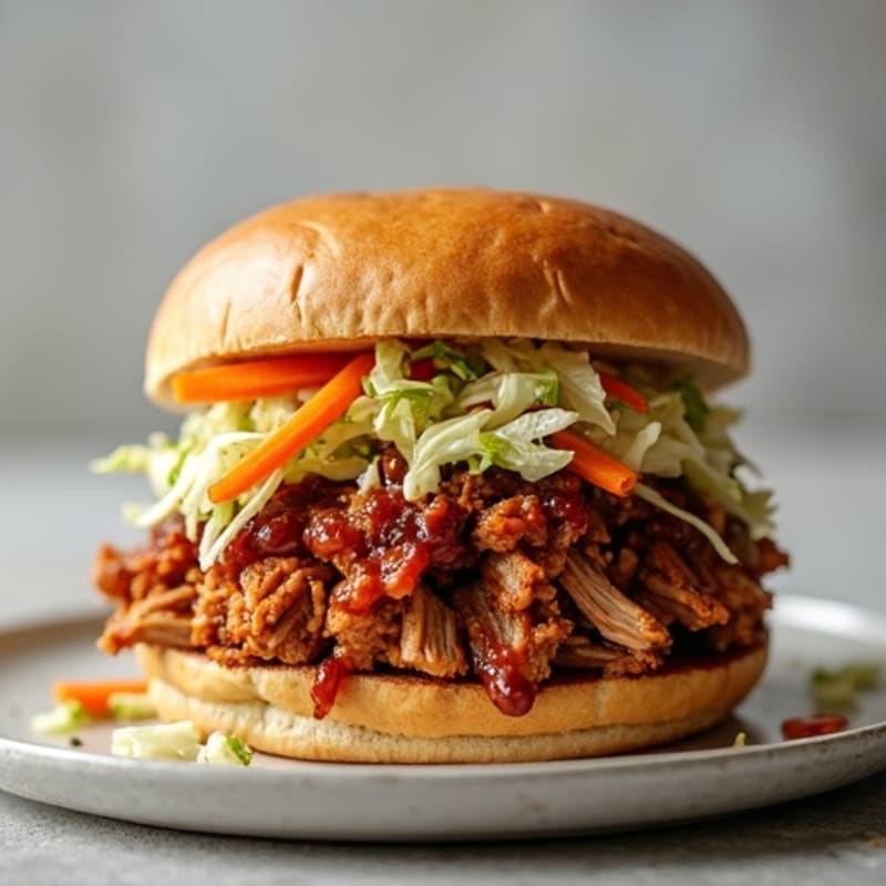 Lean BBQ Pulled Pork Sandwiches with Crunchy Slaw