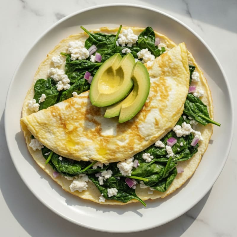 Egg White Spinach Omelet with Cottage Cheese
