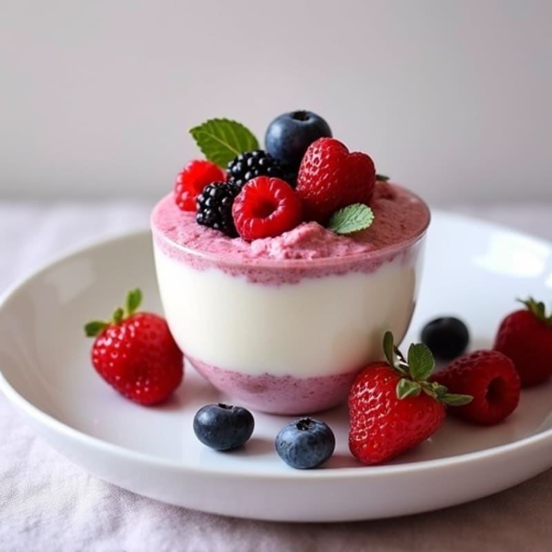 Creamy Greek Yogurt Protein Pudding with Mixed Berries