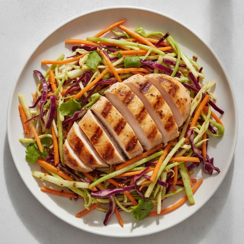 Grilled Chicken Breast with Crunchy Cabbage Slaw
