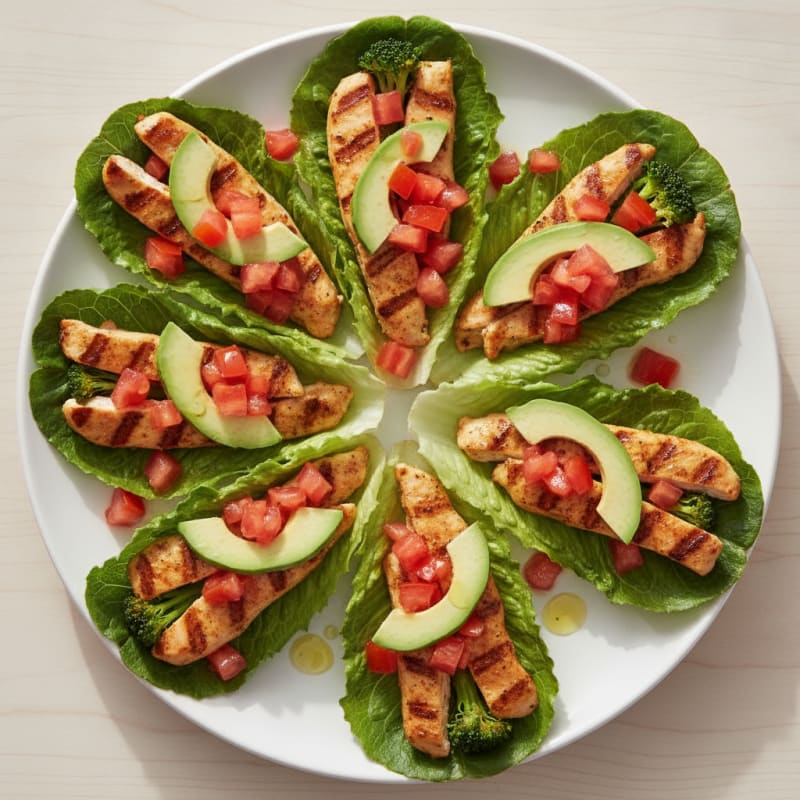Grilled Chicken Lettuce Wraps with Fresh Tomato