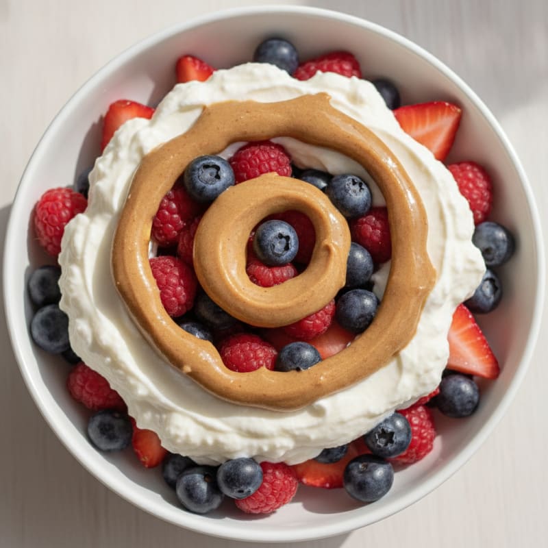 Greek Yogurt Protein Parfait with Mixed Berries and Almond Butter