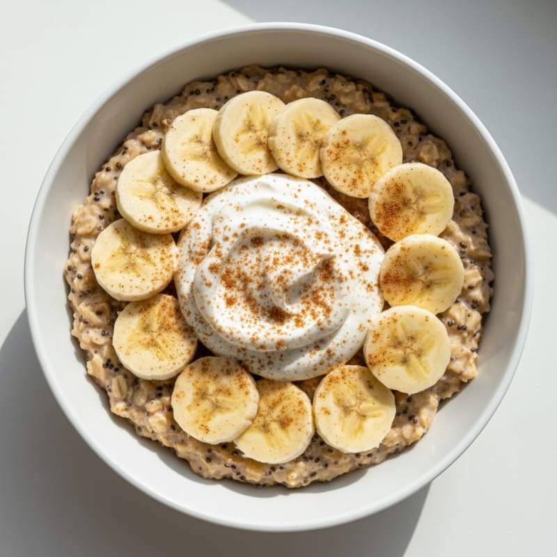Creamy Greek Yoghurt Oats with Sliced Banana