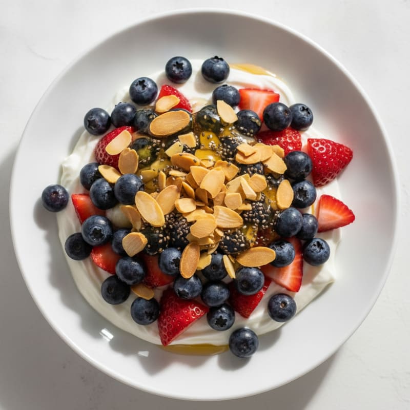 Greek Yogurt Parfait with Mixed Berries and Almonds