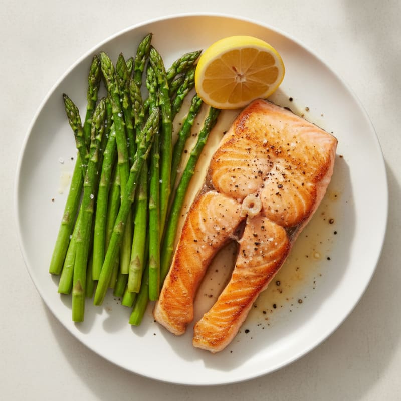Pan-Seared Salmon with Roasted Asparagus
