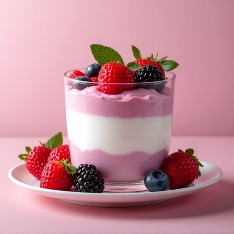Greek Yogurt Protein Mousse with Mixed Berries
