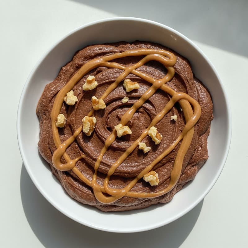 Chocolate Protein Mousse with Peanut Butter Swirl