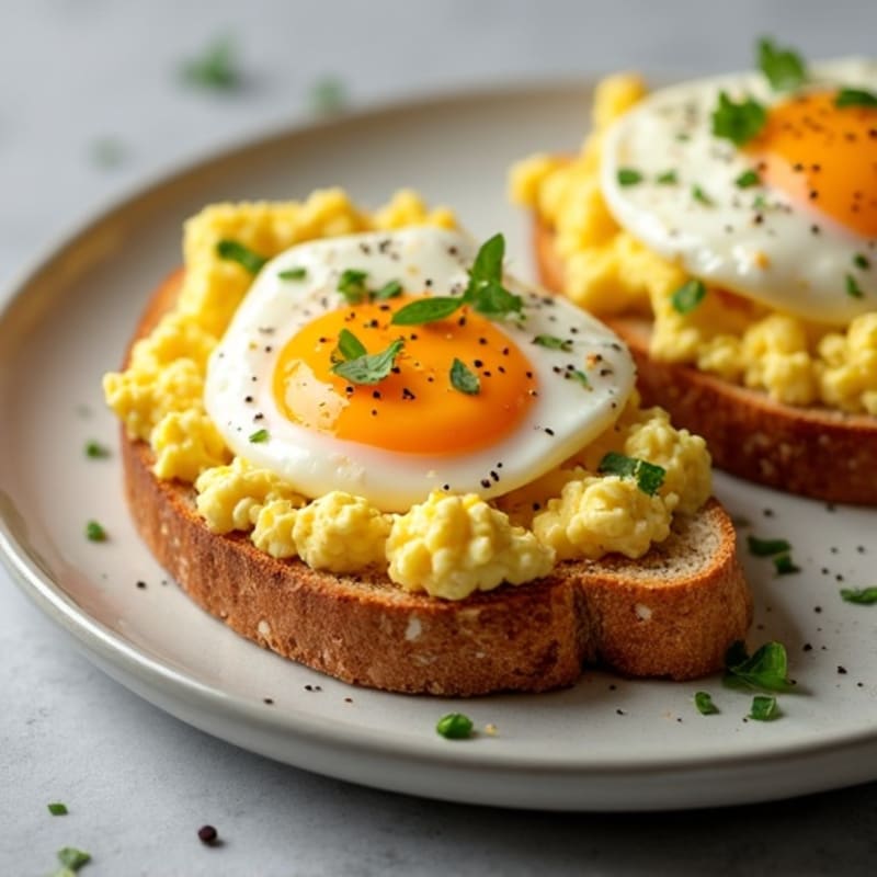 Protein-Packed Savory Cottage Cheese Toast with Soft Scrambled Eggs