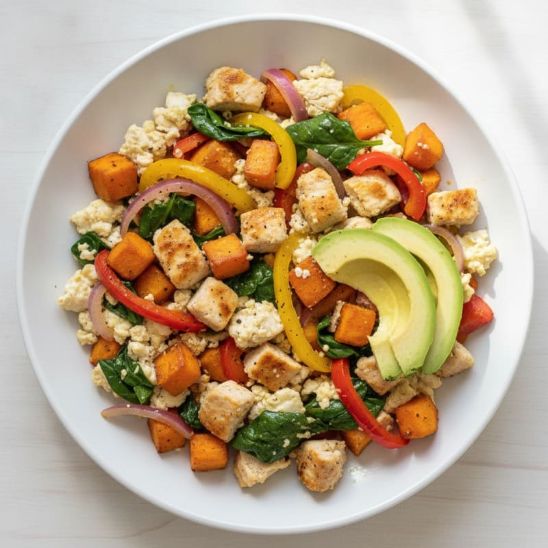 Scrambled Egg White and Chicken Veggie Skillet