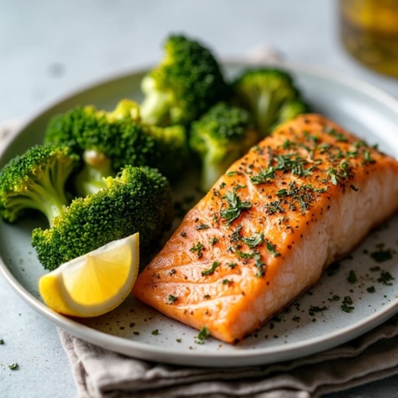 Sheet Pan Herb-Crusted Salmon with Roasted Broccoli