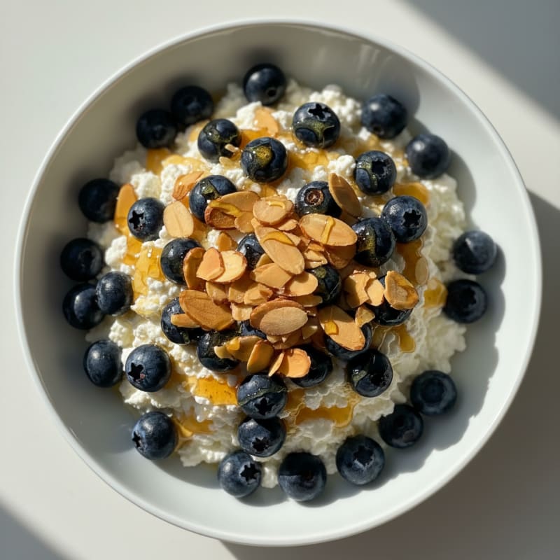 Cottage Cheese and Berry Protein Parfait with Almonds
