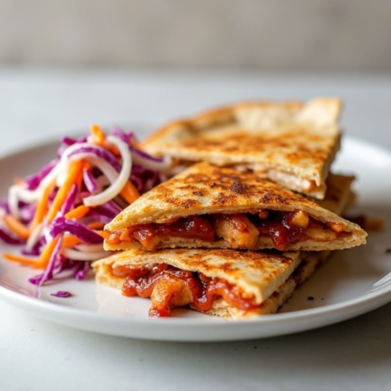Crispy Whole Wheat BBQ Chicken Quesadilla with Creamy Slaw