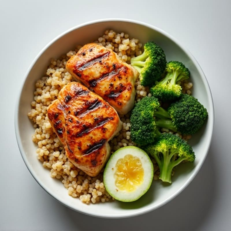 Grilled Chicken and Quinoa Power Bowl with Roasted Broccoli