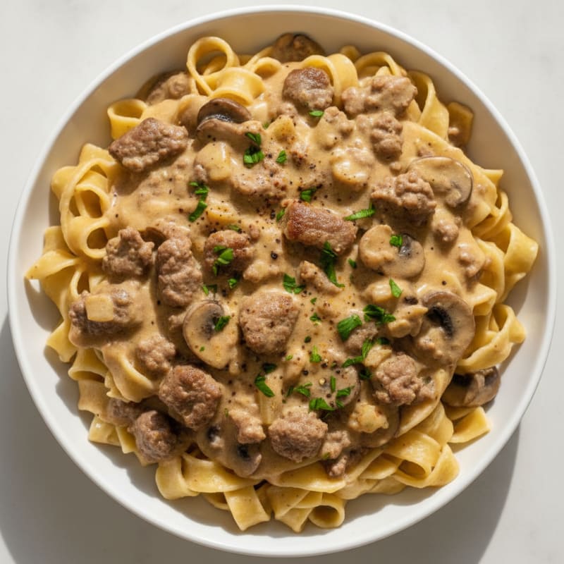 Classic Beef Stroganoff with Egg Noodles