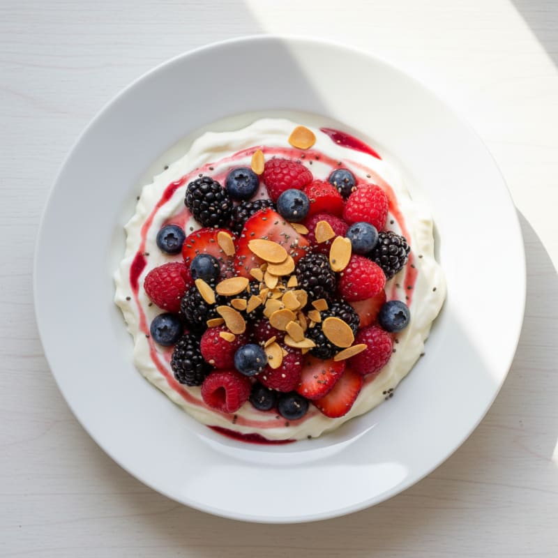 Silky Greek Yogurt Protein Pudding with Mixed Berries