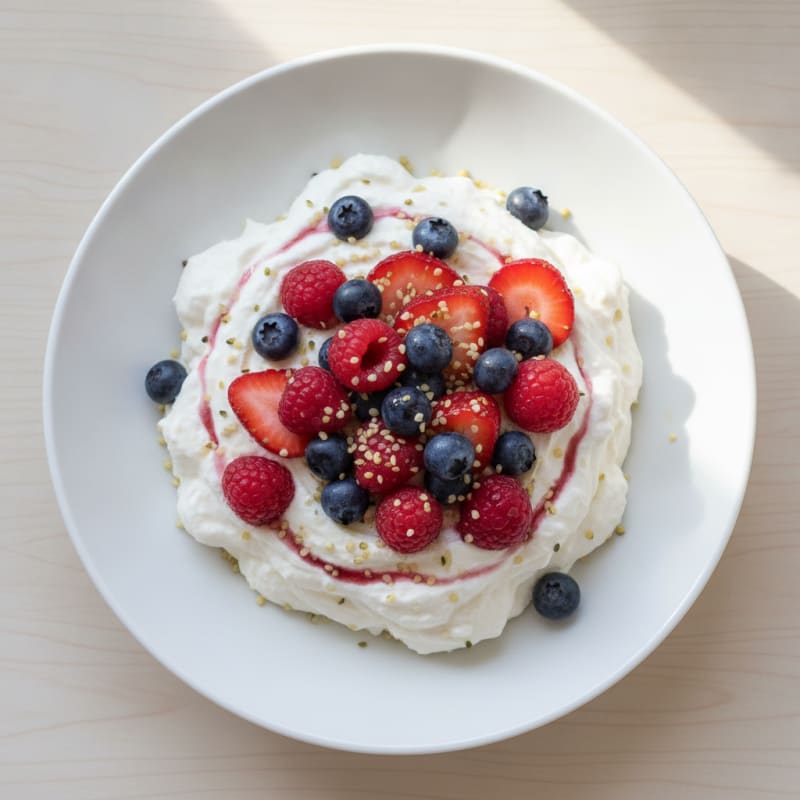 Greek Yogurt Protein Mousse with Mixed Berries