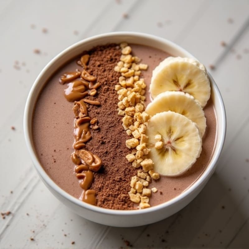 Creamy Peanut Butter Chocolate Protein Smoothie Bowl