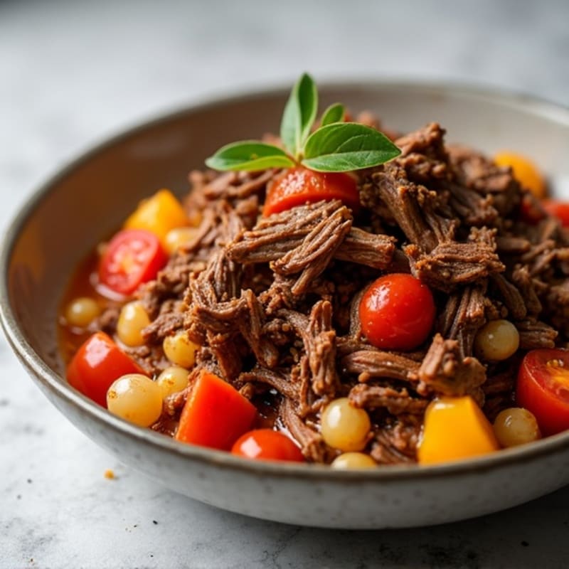 Tender Slow-Cooked Shredded Beef with Savory Chili Spices