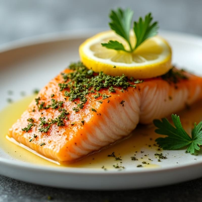 Herb-Crusted Pan Seared Salmon with Lemon