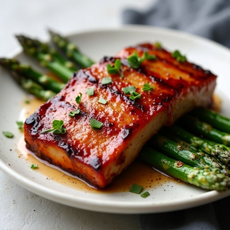 Tender Smoked BBQ Pork Ribs with Roasted Asparagus
