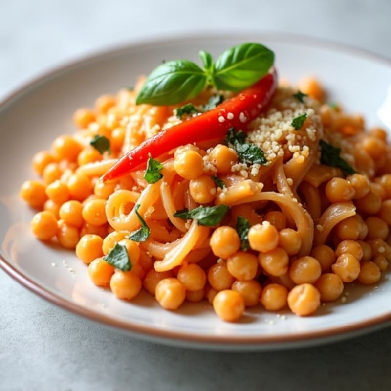 Creamy Roasted Red Pepper Chickpea Pasta