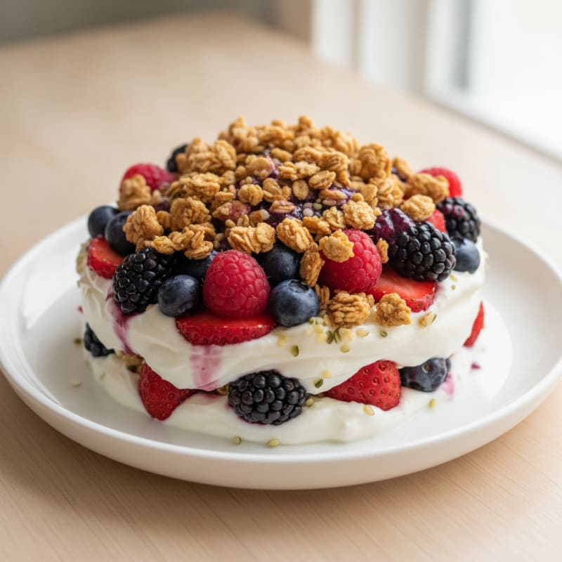 Greek Yogurt Protein Parfait with Mixed Berries