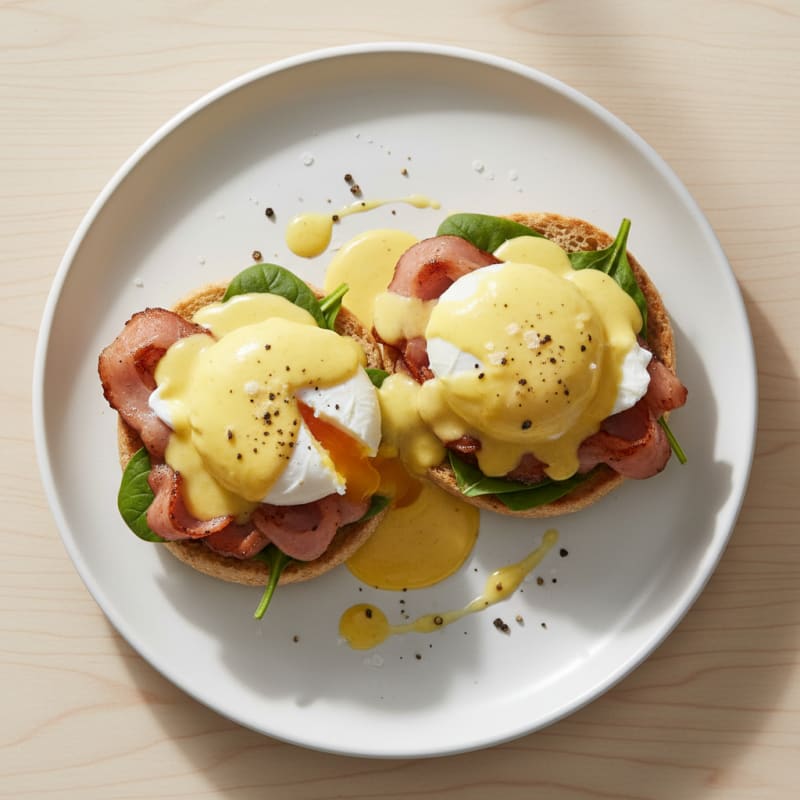 Creamy Golden Eggs Benedict with Smoky Ham