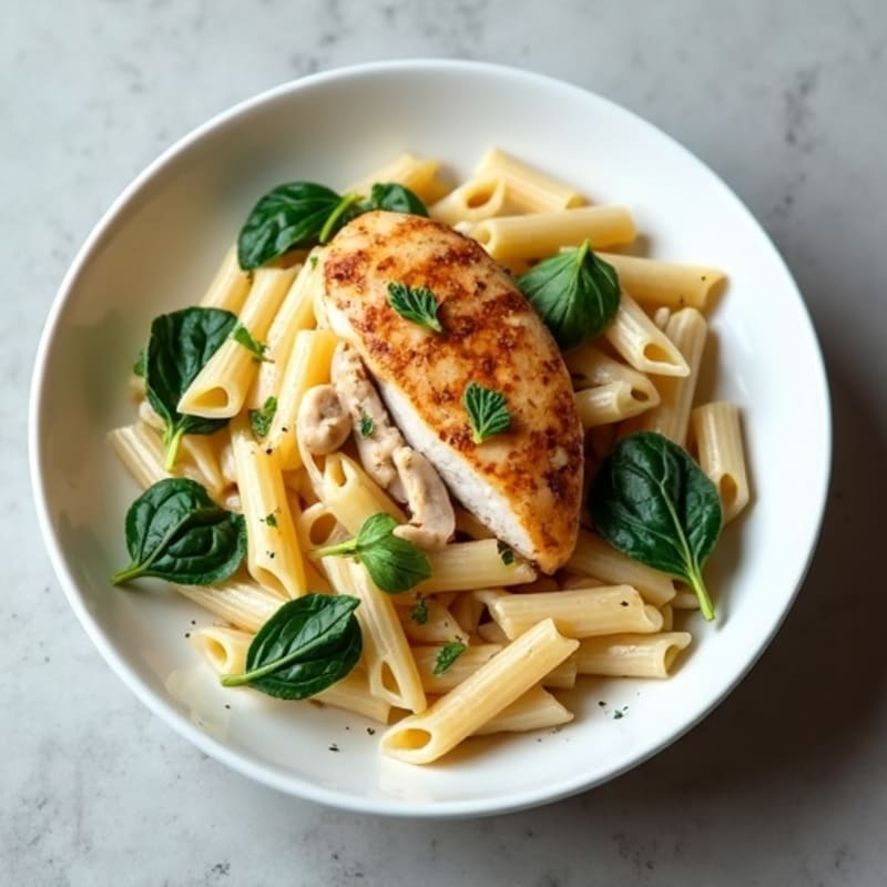 Healthy Creamy Garlic Chicken Pasta