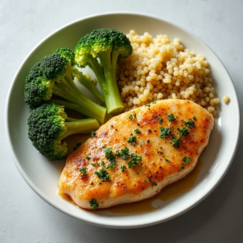 Citrus-Garlic Chicken Breast with Roasted Broccoli and Quinoa