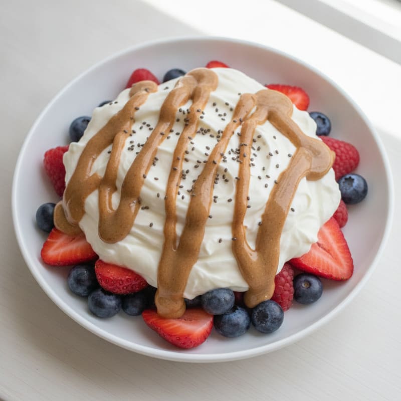 Greek Yogurt Protein Parfait with Mixed Berries and Almond Butter
