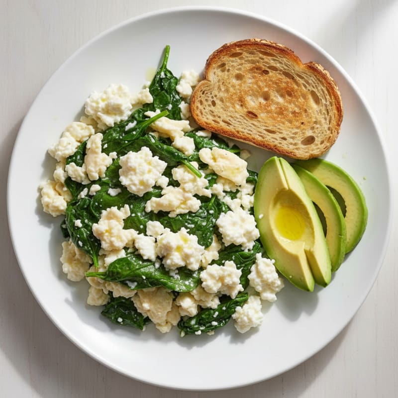 Egg White and Spinach Scramble with Cottage Cheese
