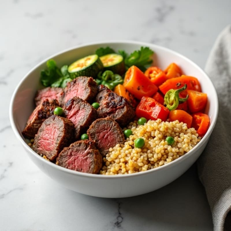 Grilled Beef and Quinoa Bowl with Roasted Vegetables