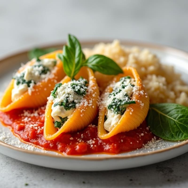 Creamy Spinach Ricotta Stuffed Pasta Shells