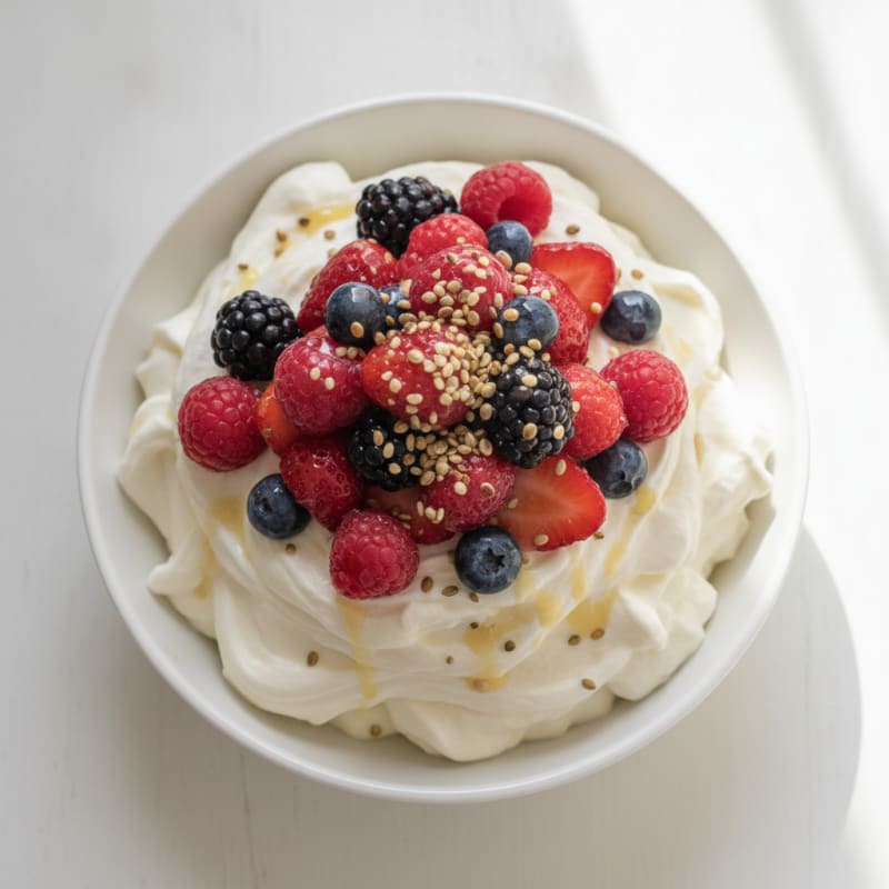 Silky Greek Yogurt Protein Mousse with Mixed Berries