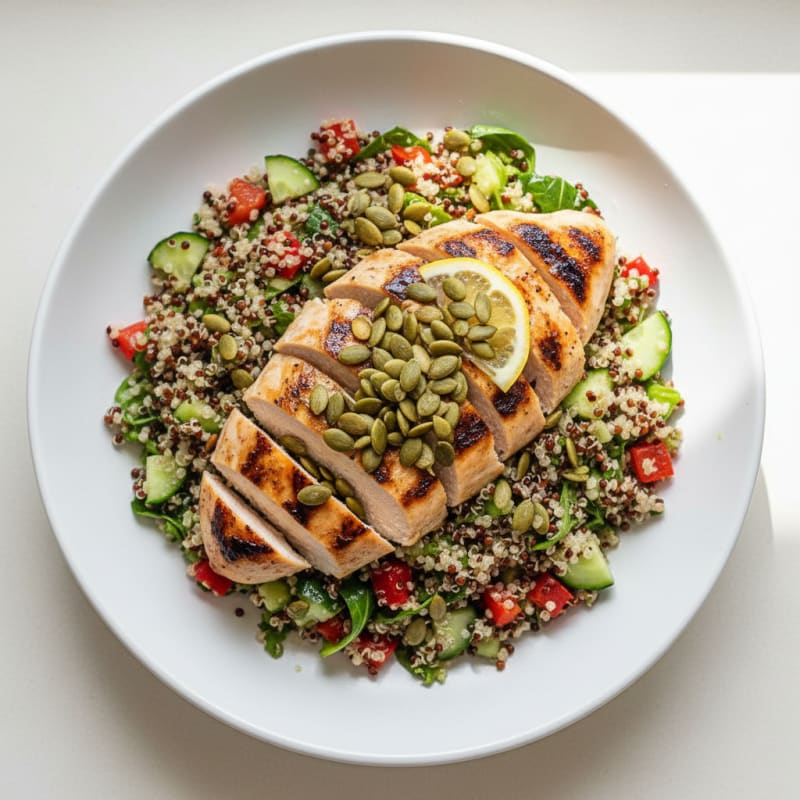 Grilled Chicken Breast with Crunchy Quinoa Salad