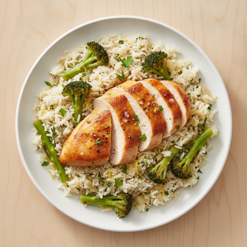 Lemon Herb Rice Pilaf with Roasted Chicken
