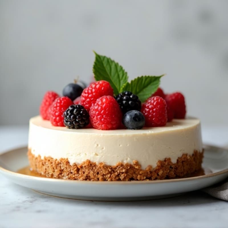 Greek Yogurt Protein Cheesecake with Mixed Berries