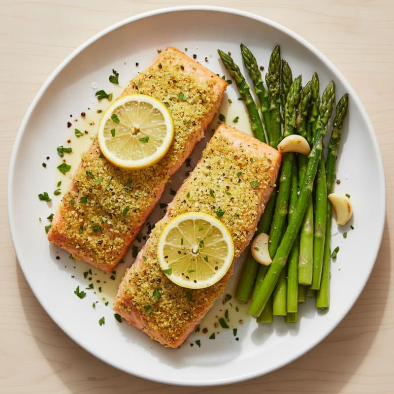 Lemon Herb Baked Salmon with Asparagus