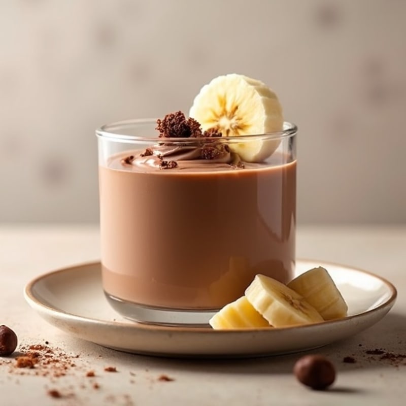 Silky Chocolate Protein Pudding with Sliced Banana