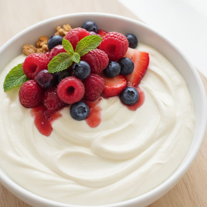 Greek Yogurt Protein Pudding with Mixed Berries