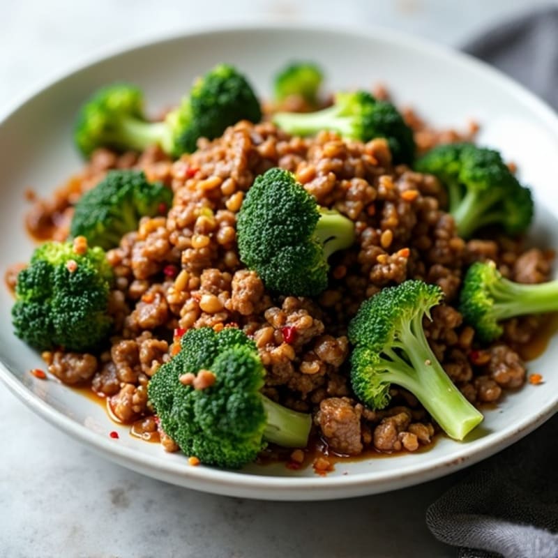 Lean Ground Beef and Crispy Broccoli Stir-Fry