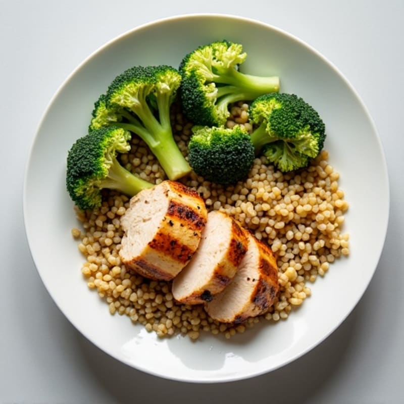 Grilled Chicken Breast with Roasted Broccoli and Quinoa